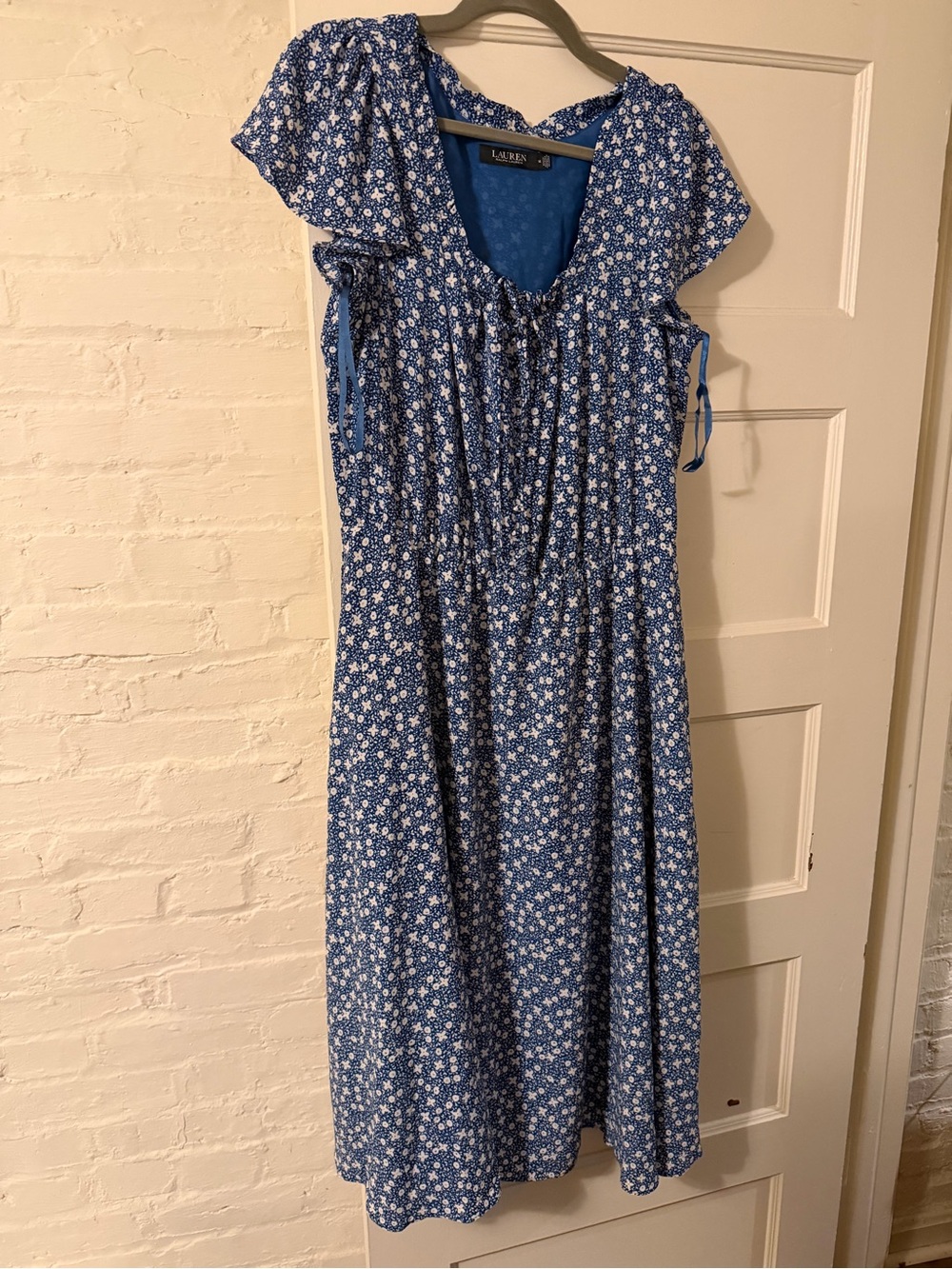 Lauren Ralph Lauren Blue Floral Midi Dress, cottagecore vintage coastal grandma